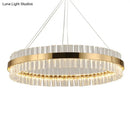 GobekUsa Simplicity Gold LED Crystal Pendant Light - Ring Tri-Prism Design - Perfect for Living Room