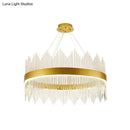 GobekUsa Simplicity Gold LED Crystal Pendant Light - Ring Tri-Prism Design - Perfect for Living Room