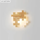 GobekUsa Simplicity Wood Wall Sconce with Jigsaw Puzzle Design - Modern LED Lighting Fixture for Bedroom
