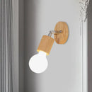 GobekUsa Simplistic Wood Open Bulb Mini Rotating Sconce Lamp for Single Bedroom Wall Lighting