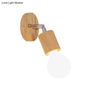 GobekUsa Simplistic Wood Open Bulb Mini Rotating Sconce Lamp for Single Bedroom Wall Lighting