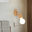 GobekUsa Simplistic Wood Open Bulb Mini Rotating Sconce Lamp for Single Bedroom Wall Lighting