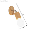 GobekUsa Simplistic Wood Open Bulb Mini Rotating Sconce Lamp for Single Bedroom Wall Lighting