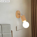 GobekUsa Simplistic Wood Open Bulb Mini Rotating Sconce Lamp for Single Bedroom Wall Lighting