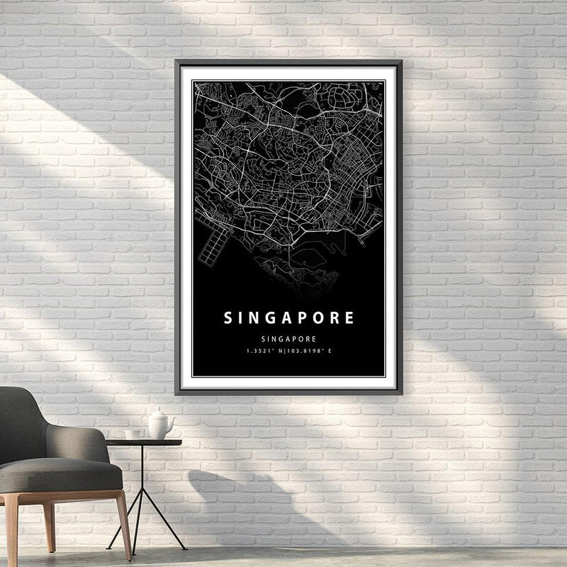 Singapore Black Map