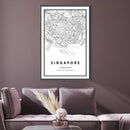 Singapore White Map Canvas