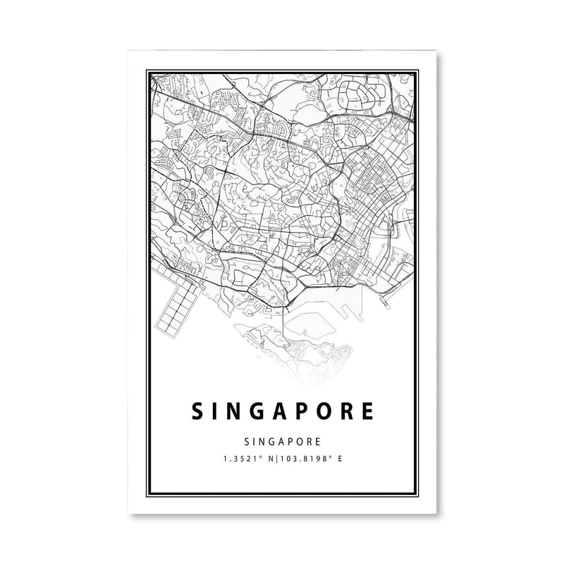 Singapore White Map Canvas