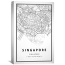 Singapore White Map Canvas