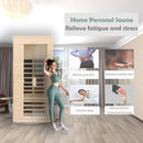 Premium 1-Person Indoor Low EMF FAR Infrared Heat Hemlock Wood Personal Home Spa Sauna, 1200W (SAK27463)