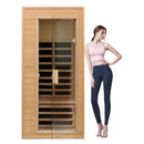Premium 1-Person Indoor Low EMF FAR Infrared Heat Hemlock Wood Personal Home Spa Sauna, 1200W (SAK27463)
