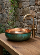 Green Patina Copper Sink - Oxidized Copper Sink Bathoom