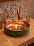 Green Patina Copper Sink - Oxidized Copper Sink Bathoom