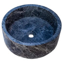 Natural Black Marble Vessel Sink 16.5 Inch Round Polished Finish