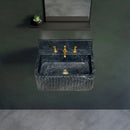 Hand Carved Black Marble Wall Mount Bathroom Sink
