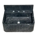 Hand Carved Black Marble Wall Mount Bathroom Sink