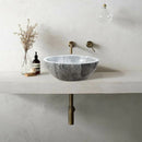 Gray Marble Polished Vessel Bathroom Sink Above Counter Natural Stone