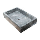 Gray Marble Rectangular Vessel Above Vanity Bathroom Sink 15x24 Polished