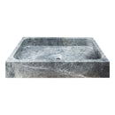 Gray Marble Rectangular Vessel Above Vanity Bathroom Sink 15x24 Polished