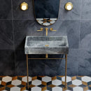 Gray Marble Rectangular Vessel Above Vanity Bathroom Sink 15x24 Polished