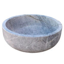Grey Marble Vessel Bathroom Sink 16 Inch Size Hand Carved Polished