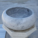 GMSTONE Silver Marble Vessel Sink Round 15.5 Inch Bathroom Sink