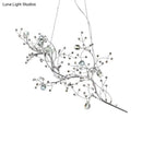 GobekUsa Situla - Metallic Metallic Thin Branch Chandelier with Crystal Bead 10 Lights Romantic Suspension Light for Boutique