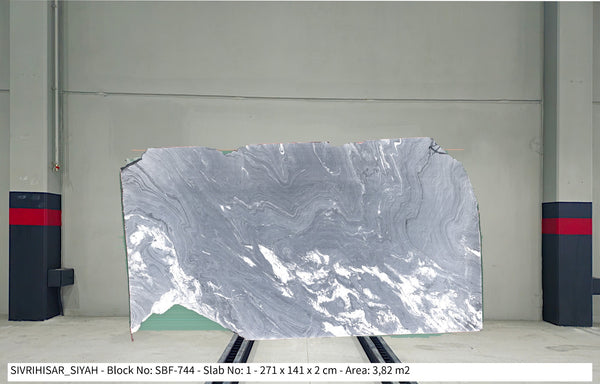 Sivrihisar Black Marble Slab, Polished 2 cm