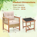 3 Pieces Patio Furniture Set with Acacia Wood Frame Cushions-Brown by LJGDeals