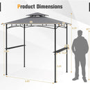 8 x 5 Feet Grill Gazebo with 2 Shelves 6 Hooks and Metal Frame-Gray by LJGDeals