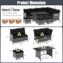 7 Pieces Patio Dining Furniture Set with Soft Cushions and Ottomans by LJGDeals