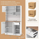 71 Inch Tall Pantry Cabinet with Outlets for Dining Room-White by LJGDeals