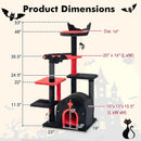 Gothic Cat Tree 53 Inch Tall Cat Tower with Cat Bed and Arch-Shaped Condo-Black by LJGDeals