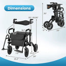 2-in-1 Foldable Rollator Walker with Seat abd 9 Inch Pneumatic Tires for Seniors by LJGDeals
