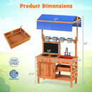 Wooden Pretend Play Kitchen with Height Adjustable Canopy for Kids-Natural by LJGDeals