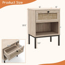 Rattan Nightstand Boho End Table with Rattan Drawer and Open Shelf by LJGDeals