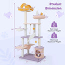 66 Inch Cute Cat Tree Cats Multi-level Tall Cat Tower with Sisal Covered Scratching Posts-Purple by LJGDeals