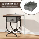 Side Table with Fabric Drawer and Carved Metal Frame for Living Room by LJGDeals