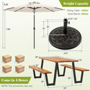Outdoor Dining Table Set for 6 with 10 Feet Umbrella and Base by LJGDeals