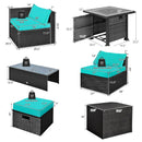 9 Pieces Patio Furniture Set with 32‚Äù Fire Pit Table and 50000 BTU Square Propane Fire Pit by LJGDeals