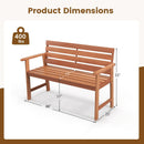 Patio Solid Wood Bench Wood 2-Seat Chair with Breathable Slatted Seat & Inclined Backrest by DirectDeals