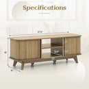 TV Stand for 55-Inch TV Media Console Table with Dual Sliding Doors-Oak by LJGDeals
