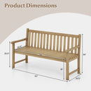 62 Inch Outdoor Teak Wood Bench with Backrest for Yard by LJGDeals