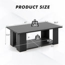 Large 36/41 Inch 2-tier Wooden Modern Coffee Table with Storage Shelf-Black by LJGDeals