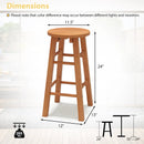 24-Inch Outdoor Wood Bar Stools Set of 2 with Round Seat and Footrest by LJGDeals