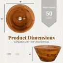 16 Inch Teak Wood Washbasin with Drainage Hole and Smooth Finish by DirectDeals