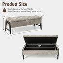 Modern Chenille Storage Bench with Solid Rubber Wood Legs-Gray by LJGDeals