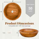 16 Inch Teak Wood Washbasin with Drainage Hole and Rounded Corners by LJGDeals