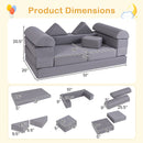 9-Piece Climb and Crawl Foam and Floor Playset with Breathable Suede Fabric-Gray