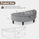 Half Moon Storage Bench with Rubber Wood Legs-Gray by LJGDeals