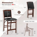 Set of 2 Folding Kitchen Island Stool with Rubber Wood Legs-Brown by LJGDeals